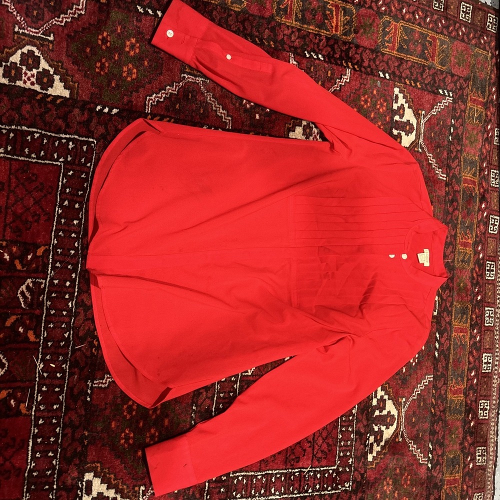 J. CREW XS 2 4 Drapey Tuxedo Top Shirt Black Red Check Tunic BLOUSE NEW